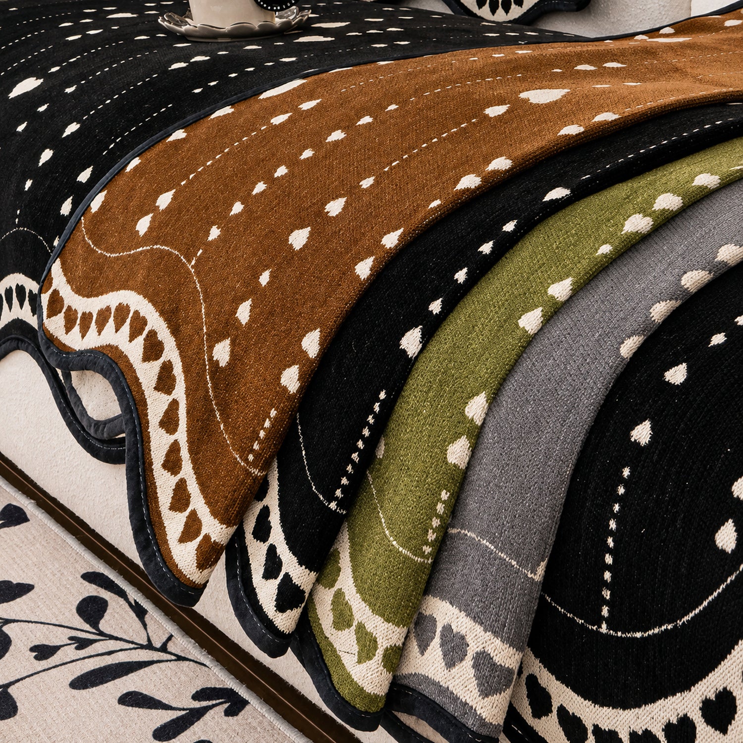 Heart Wave Chenille Sofa Protector | Non-Slip Machine-Washable All-Season Cover