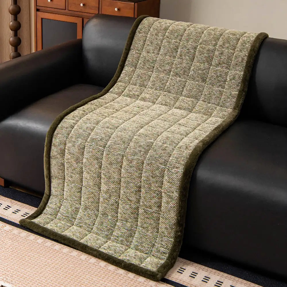 Textured Chenille Sofa Cover | Non-Slip Frayed Edge Couch Mat