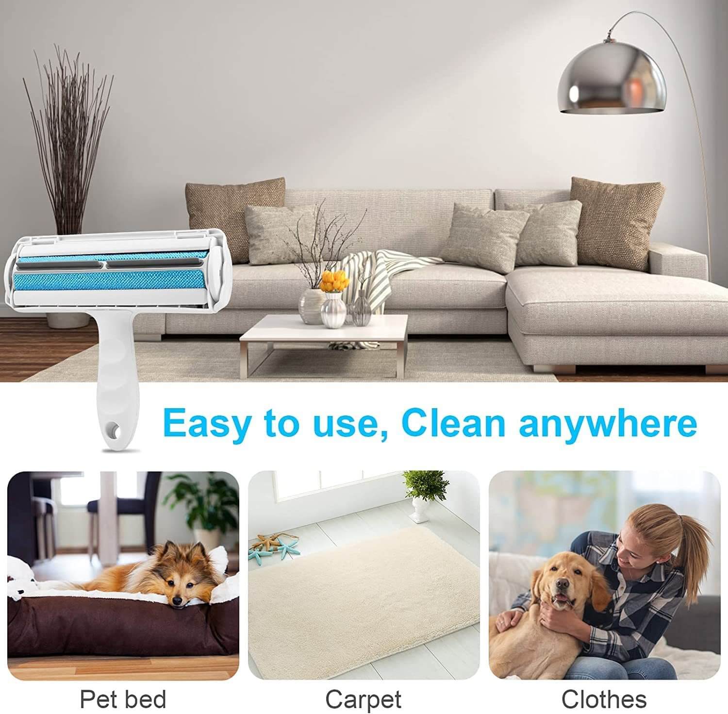 Pet Hair Remover Roller | Portable Furniture Cleaner | Reusable Lint Brush | Woofing Deals