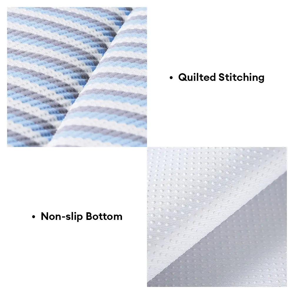 Striped Cooling Dog Mat | Ice Silk Non-Slip Bed with Pillow
