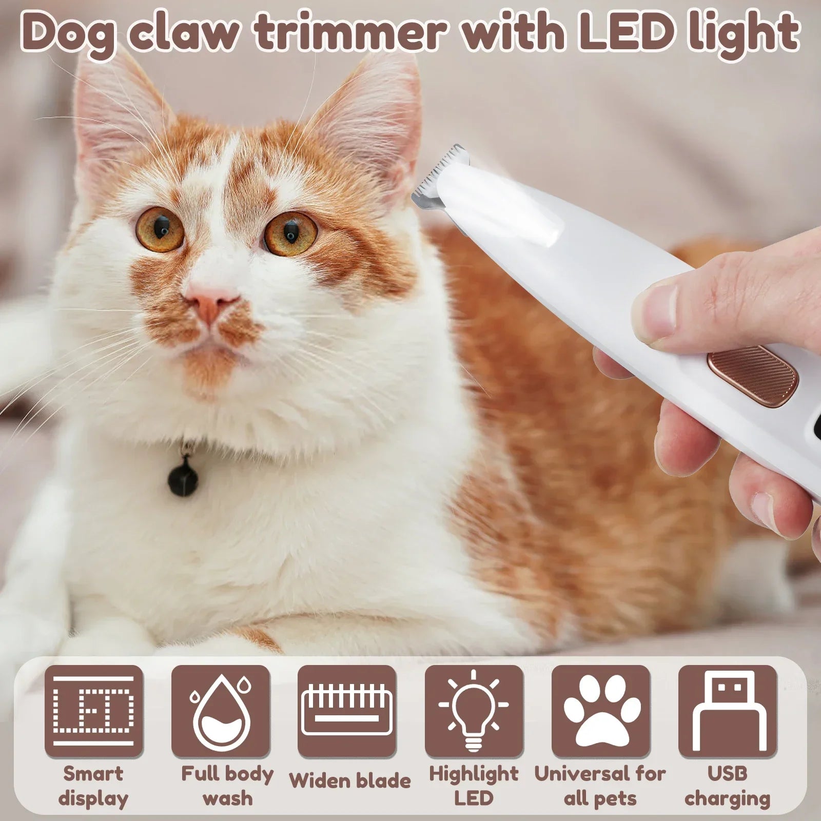 Waterproof Pet Paw Trimmer | LED Display Pet Hair Clippers | 1.8 cm Precision Grooming Blade | Woofing Deals