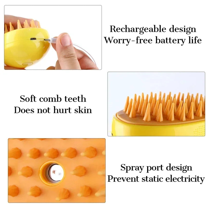 Electric Pet Grooming Brush | Soft Silicone Dog Comb with Water Spray | Hair Removal Tool | Woofing Deals