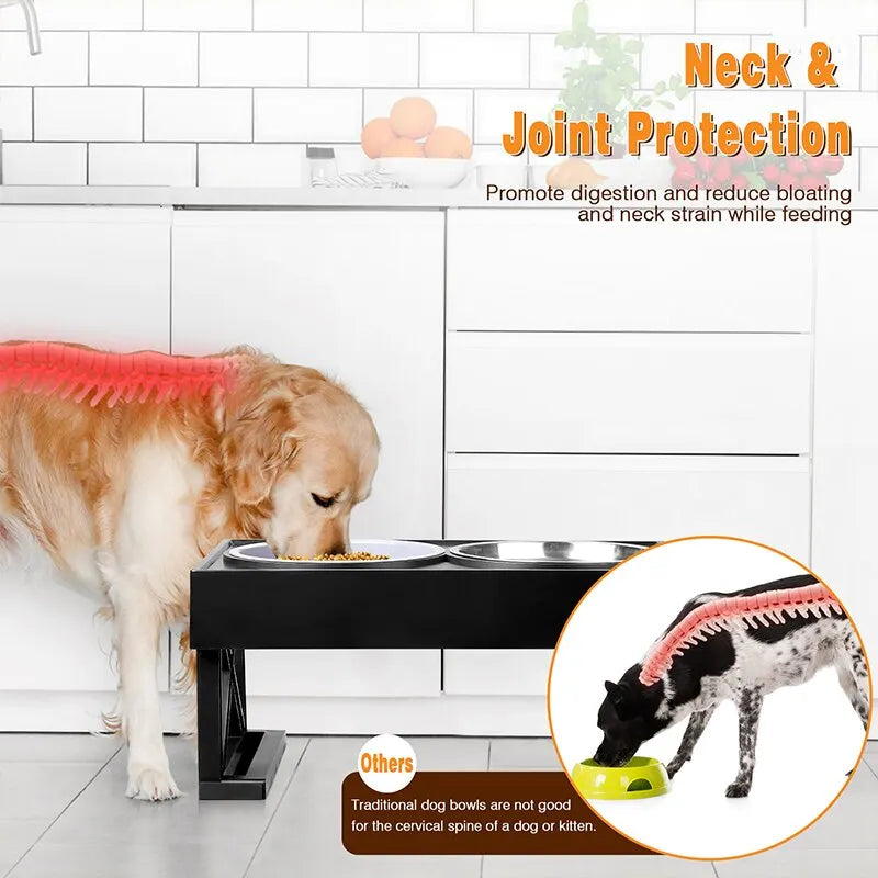 Adjustable Elevated Dog Bowl Stand | Slow Feeder | Healthier Eating Posture | Woofing Deals