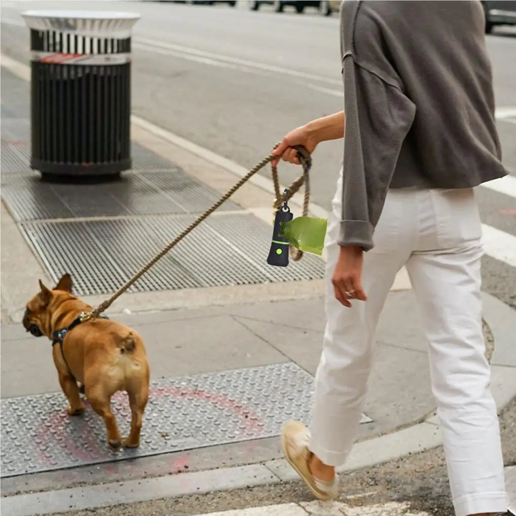 Dog Waste Bag Dispenser with Flashlight & Poop Bag Holder for Pets