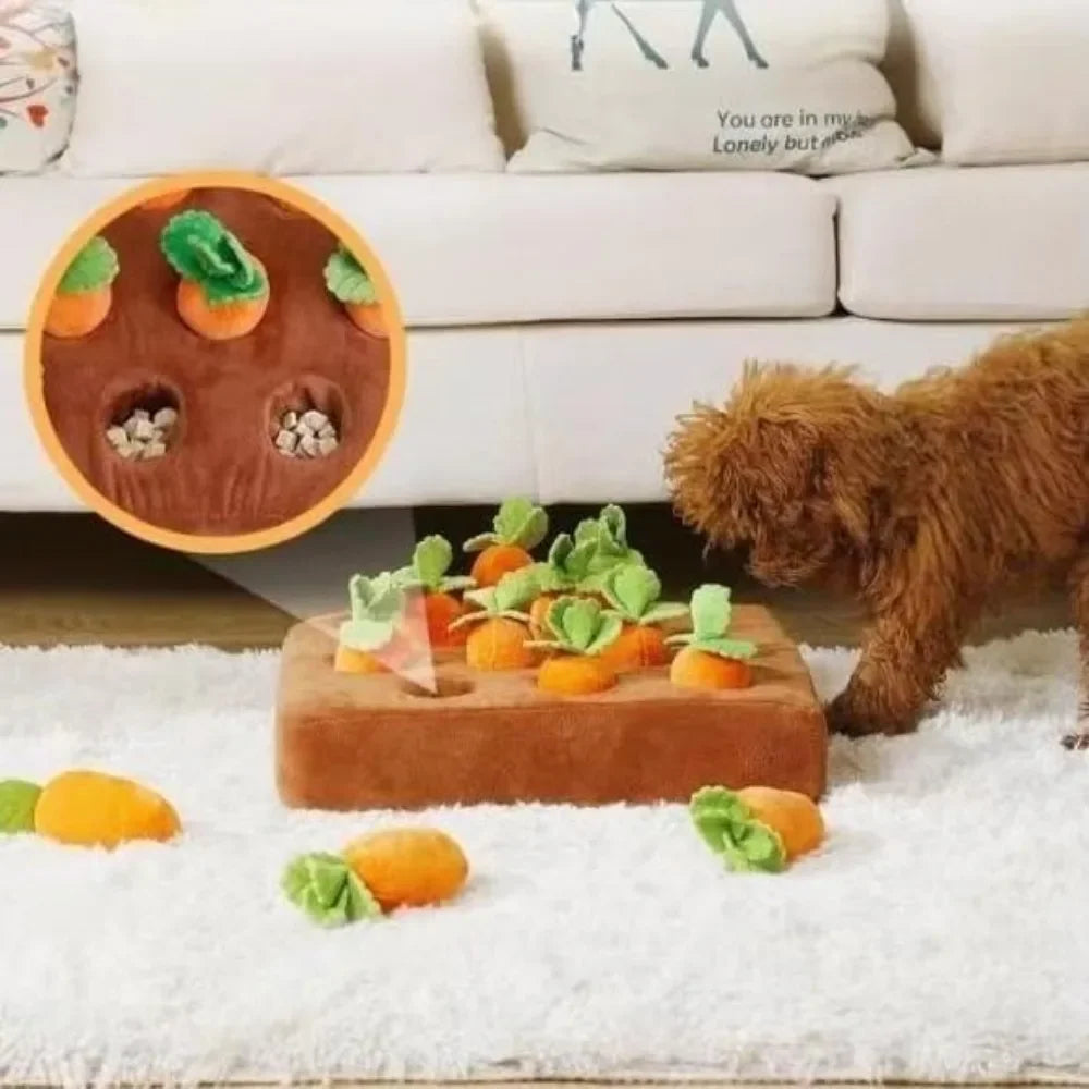 Carrot Snuffle Mat | Dog Puzzle Toy | Soft Fleece | Interactive Nosework Feeding Mat | Woofing Deals