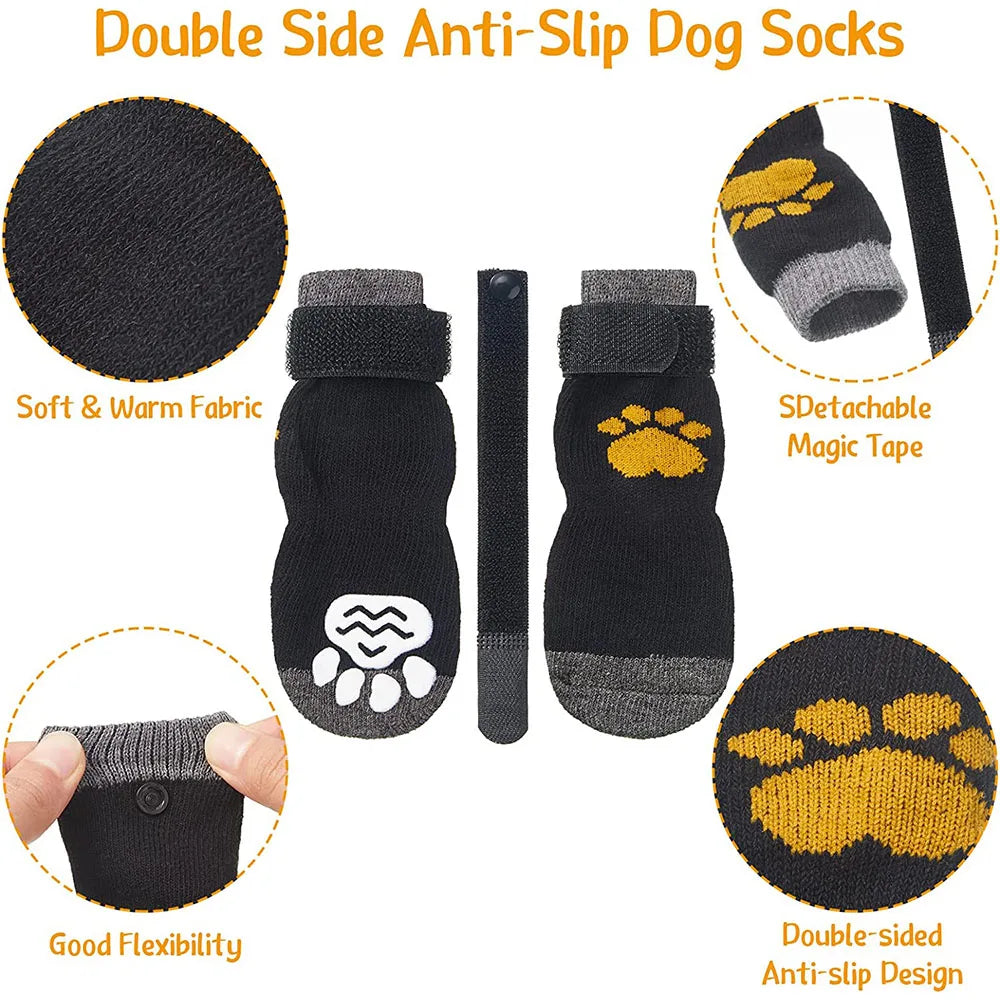 Dog Anti-Slip Socks | Knitted Breathable Fabric | Rubber Grip Indoor Paw Protectors | Sizes S–L | Woofing Deals