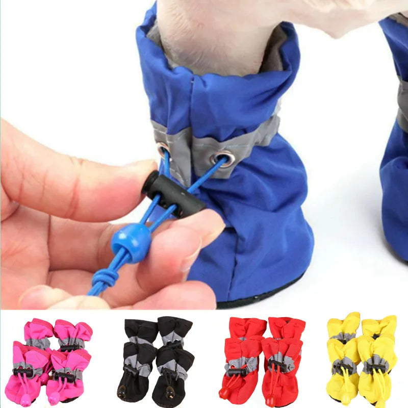 Dog Rain Booties | Waterproof Anti-Slip Paw Shoes | Rubber Sole | Adjustable Fit | Sizes XXS–XXL | Woofing Deals