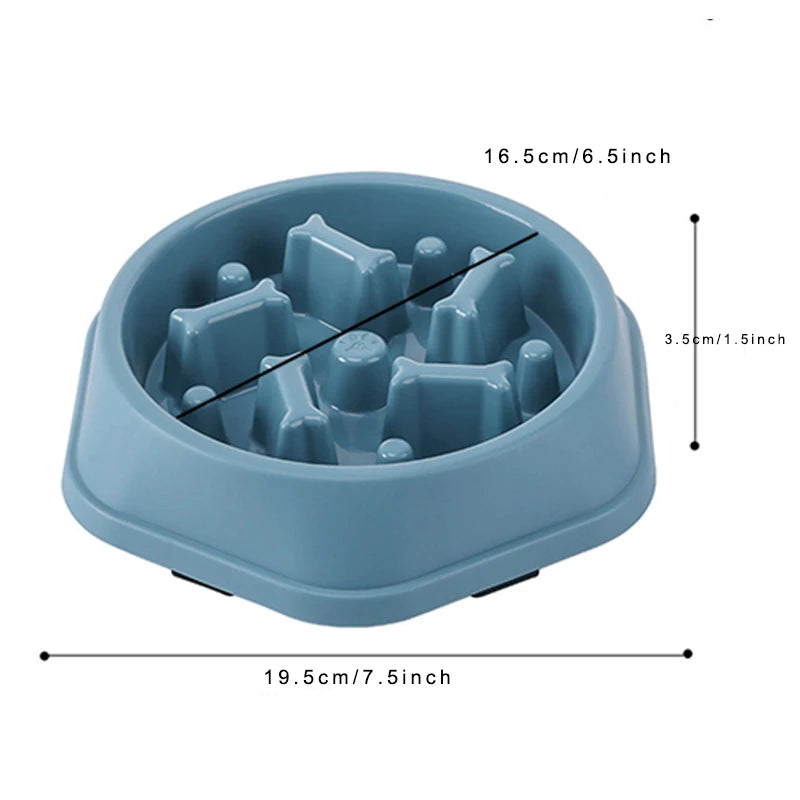 Slow Feeder Dog Bowl | Anti Choking Design | Non Slip Base | Easy Clean PP Food Dish | Woofing Deals