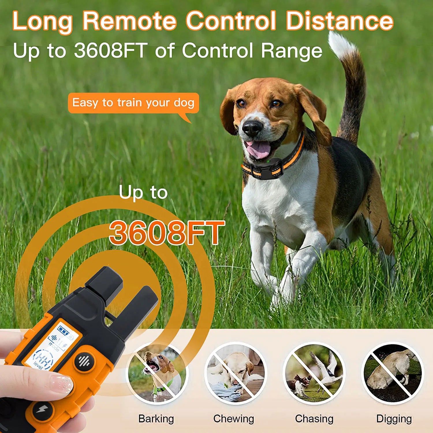 Remote Control Dog Training Collar | Waterproof Pet Behaviour Trainer | Adjustable Fit | Woofing Deals