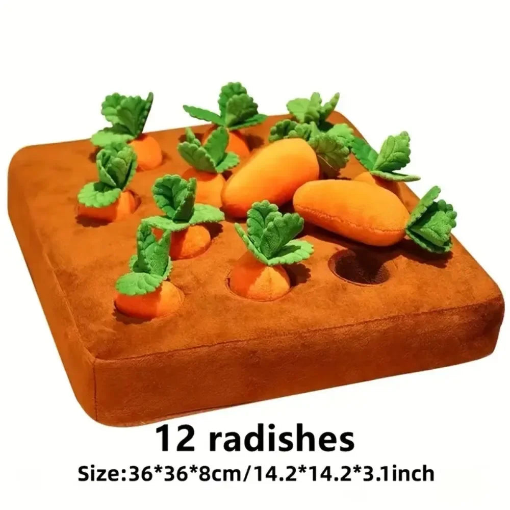 Carrot Snuffle Mat | Dog Puzzle Toy | Soft Fleece | Interactive Nosework Feeding Mat | Woofing Deals