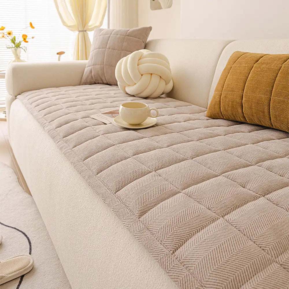 Breathable Herringbone Chenille Sofa Cover | Scratch-Proof | Stain-Resistant | Non-Slip | Woofing Deals