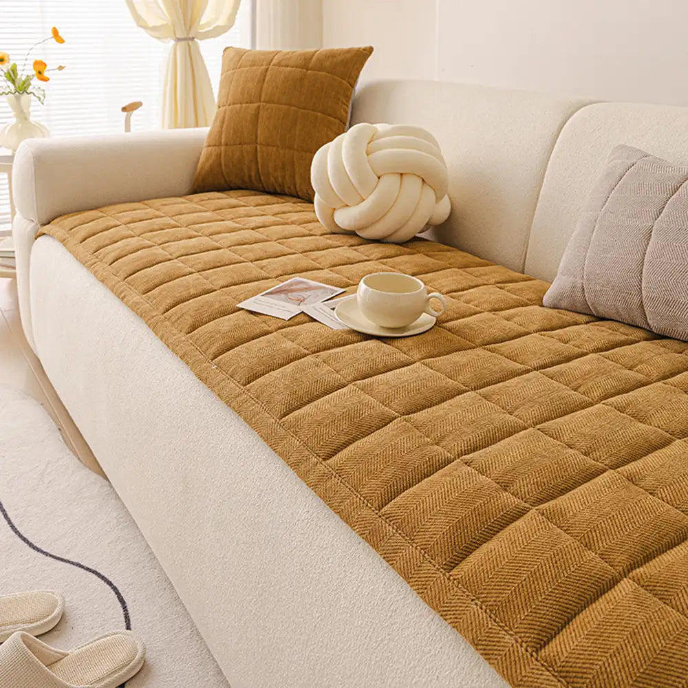 Breathable Herringbone Chenille Sofa Cover | Scratch-Proof | Stain-Resistant | Non-Slip | Woofing Deals