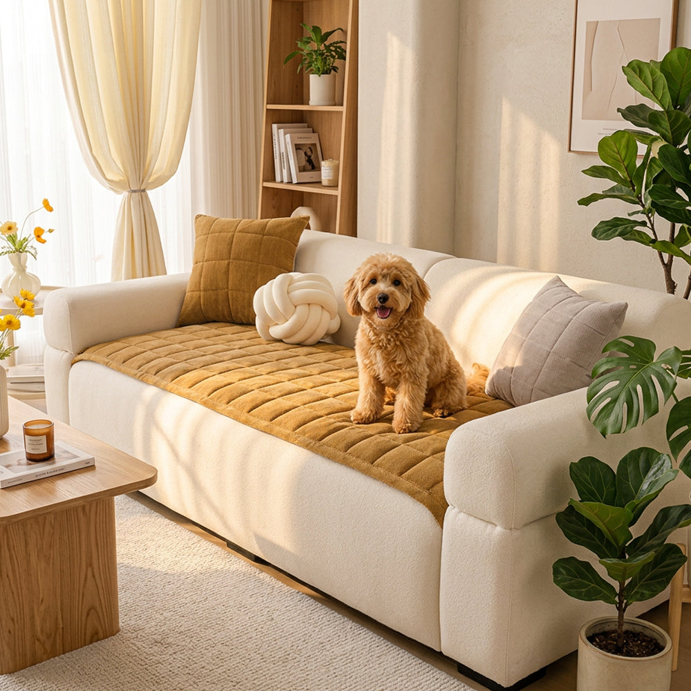 Breathable Herringbone Chenille Sofa Cover | Scratch-Proof | Stain-Resistant | Non-Slip | Woofing Deals