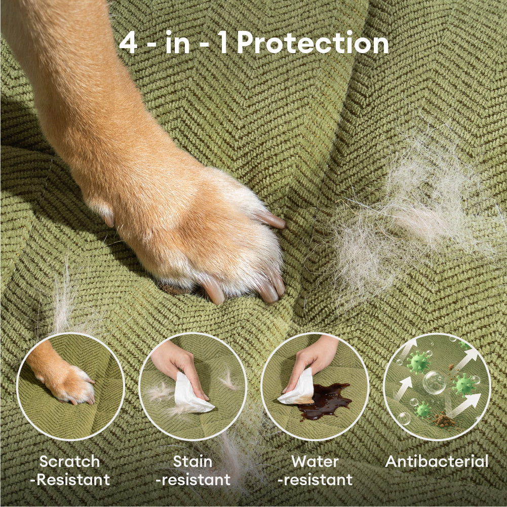 Breathable Herringbone Chenille Sofa Cover | Scratch-Proof | Stain-Resistant | Non-Slip | Woofing Deals