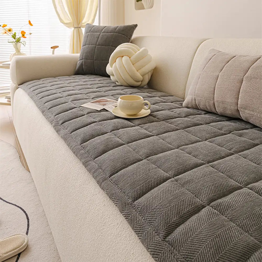 Breathable Herringbone Chenille Sofa Cover | Scratch-Proof | Stain-Resistant | Non-Slip | Woofing Deals