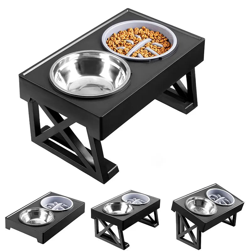 Adjustable Elevated Dog Bowl Stand | Slow Feeder | Healthier Eating Posture | Woofing Deals