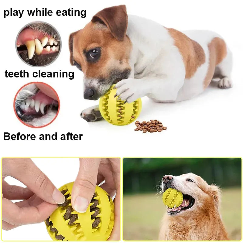 Rubber Dog Chew Ball | Dental Cleaning Treat Toy | Interactive Toy for Aggressive Chewers | Woofing Deals