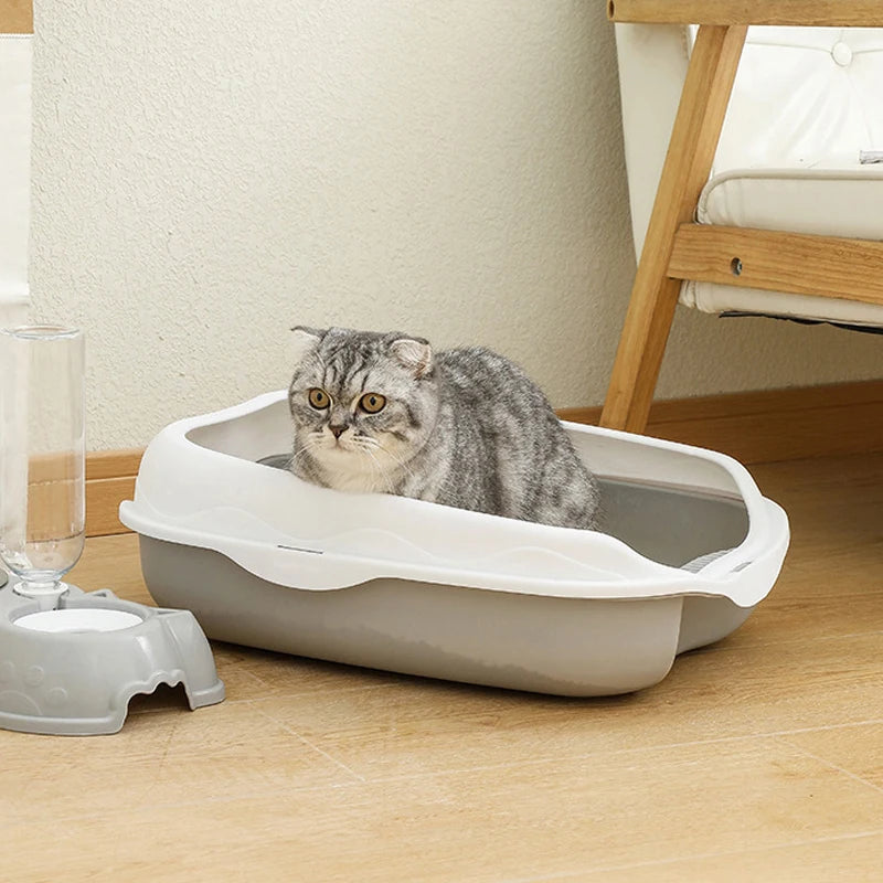 Semi-Enclosed Cat Litter Box | Anti-Splash PP Toilet Tray | Woofing Deals