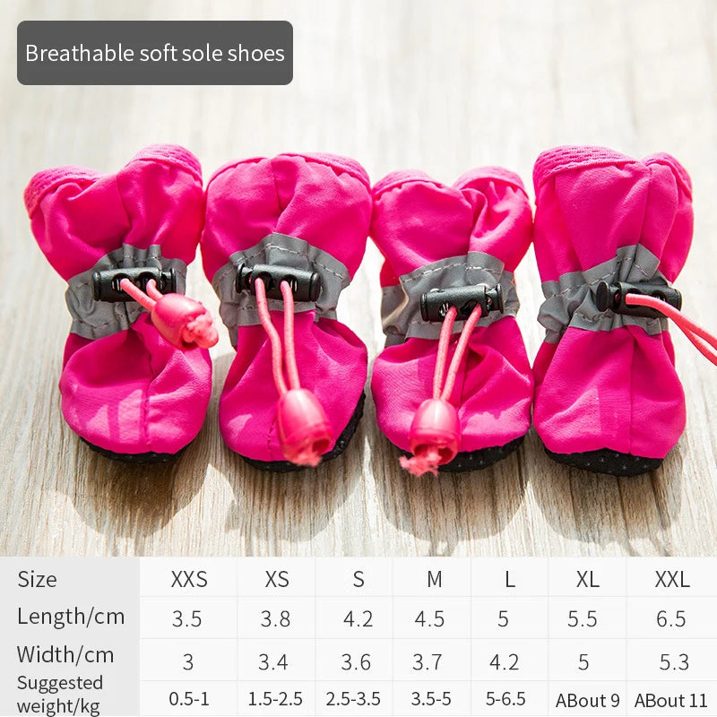 Dog Rain Booties | Waterproof Anti-Slip Paw Shoes | Rubber Sole | Adjustable Fit | Sizes XXS–XXL | Woofing Deals