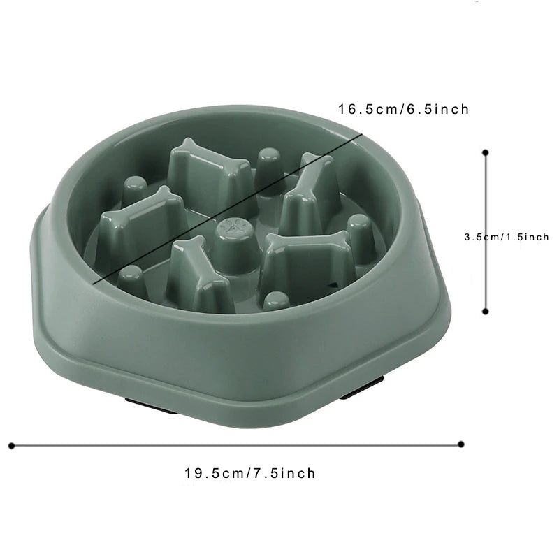 Slow Feeder Dog Bowl | Anti Choking Design | Non Slip Base | Easy Clean PP Food Dish | Woofing Deals
