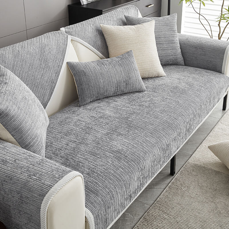 Striped Chenille Sofa Cover | Anti-Scratch & Non-Slip | Pet Proof | Machine Washable | Woofing Deals