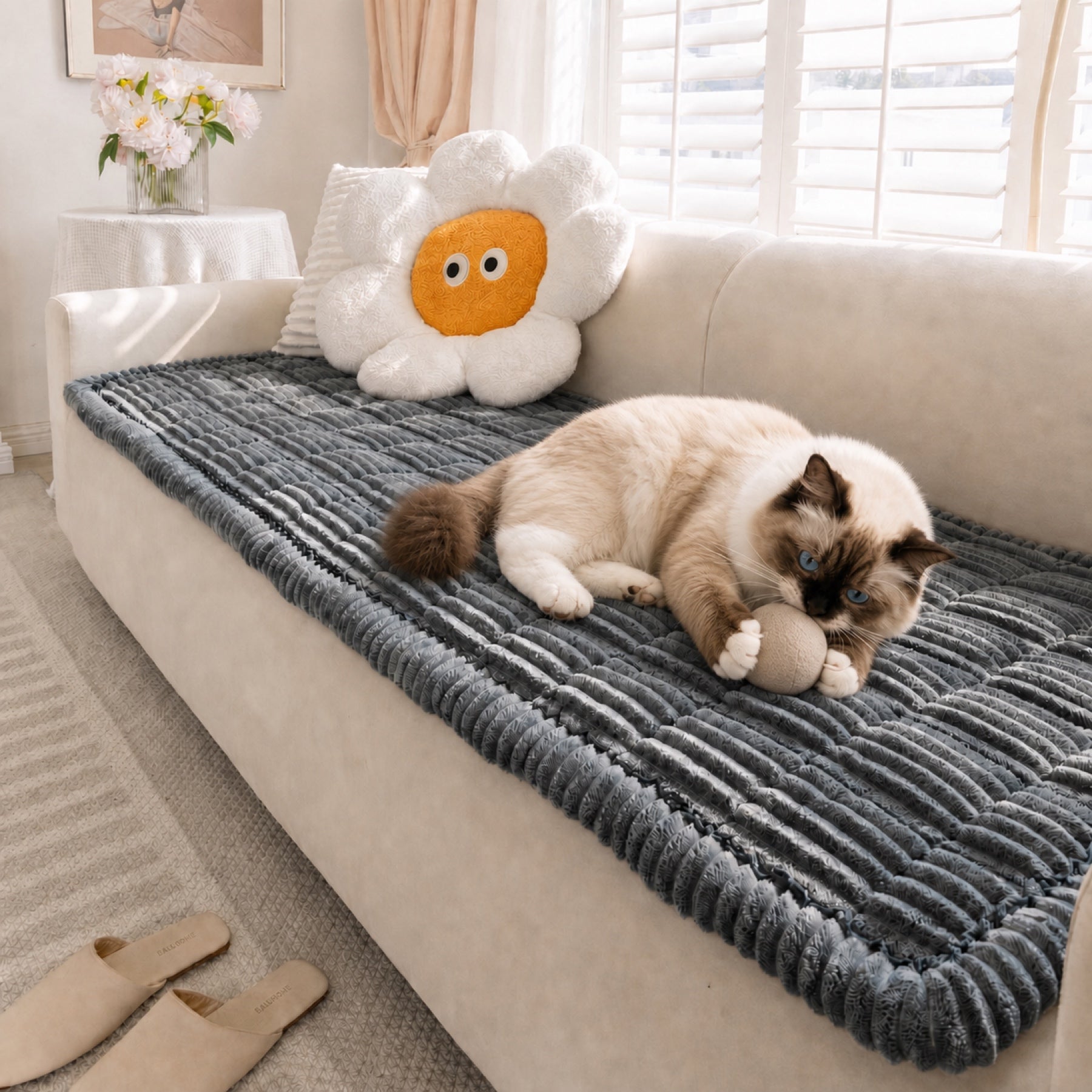Pet Mat Couch Cover | Non Slip Breathable | Sofa Protector | Soft Washable | Woofing Deals