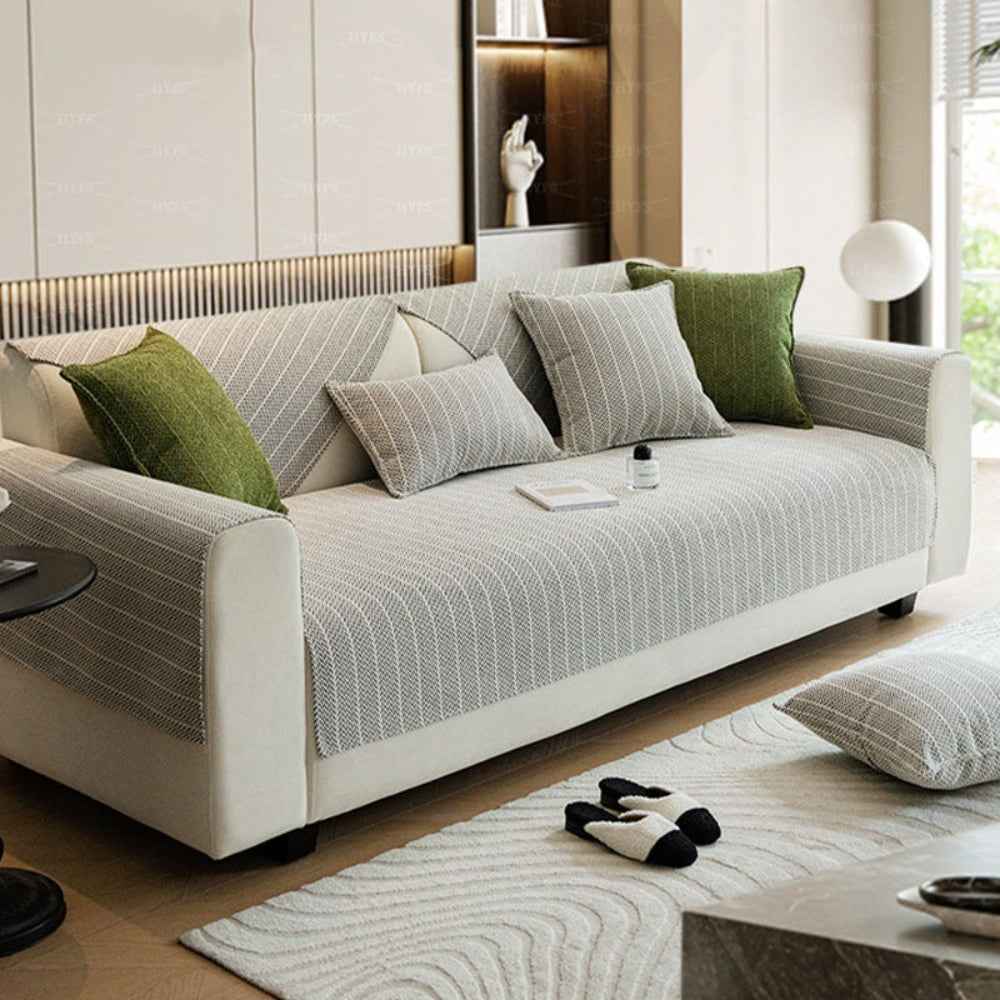 Solid Colour Chenille Sofa Cover | Anti-Scratch Herringbone Couch Protector | Durable | Woofing Deals