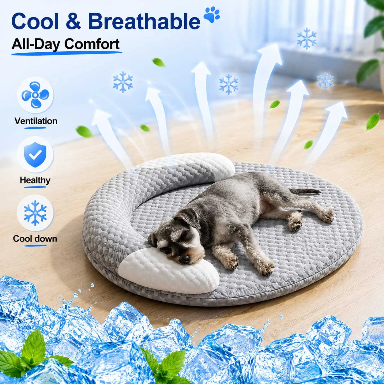 Cooling Dog Bed | Oval Ice Silk Breathable Pet Nest | Woofing Deals