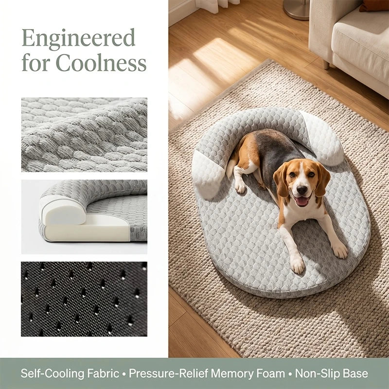 Cooling Dog Bed | Oval Ice Silk Breathable Pet Nest | Woofing Deals