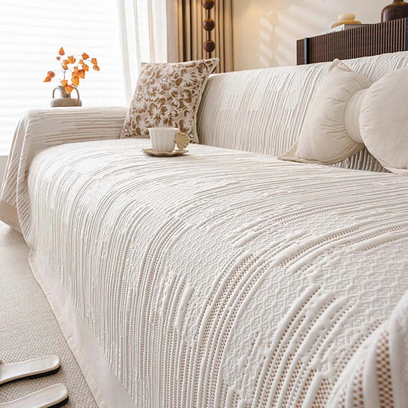 Textured Cooling Sofa Cover | Breathable Ice Silk Couch Throw