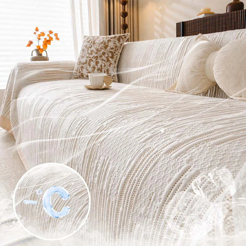 Textured Cooling Sofa Cover | Breathable Ice Silk Couch Throw