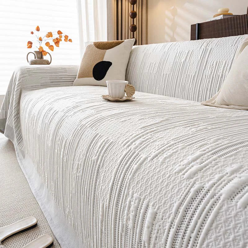 Textured Cooling Sofa Cover | Breathable Ice Silk Couch Throw