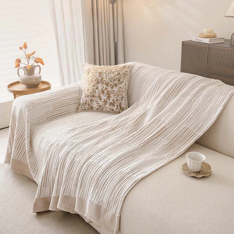 Textured Cooling Sofa Cover | Breathable Ice Silk Couch Throw
