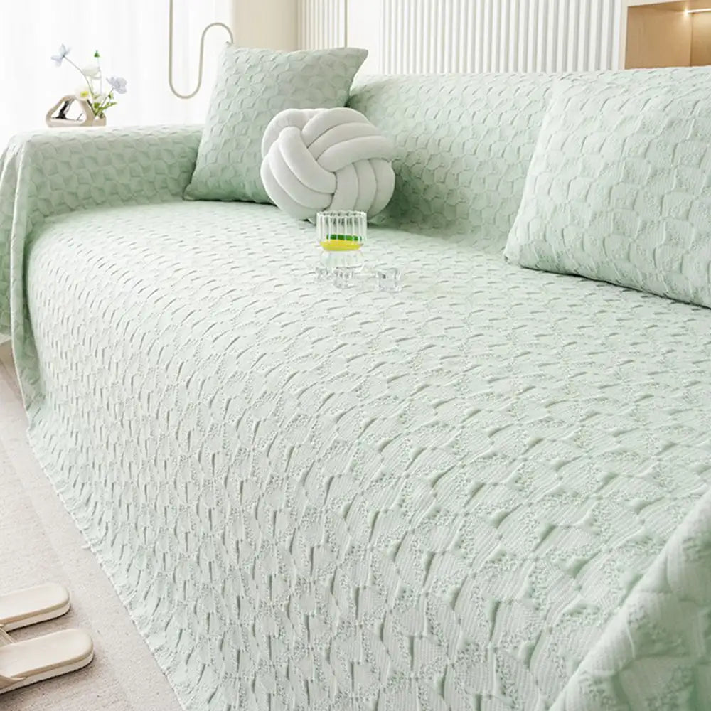 Textured Cooling Sofa Cover | Ice Silk Breathable Couch Throw