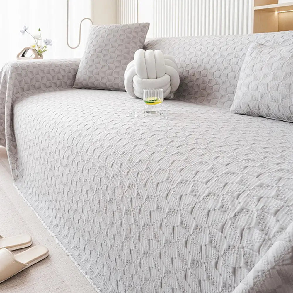 Textured Cooling Sofa Cover | Ice Silk Breathable Couch Throw