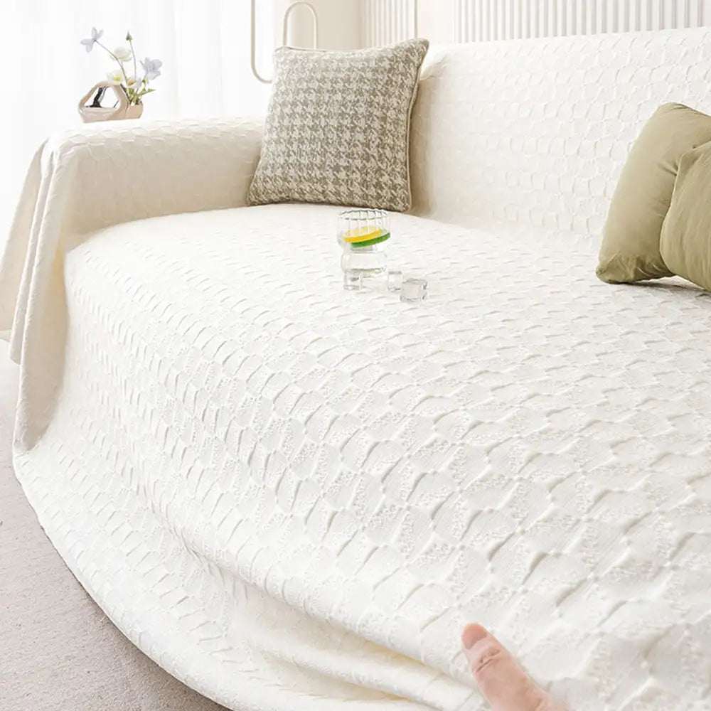 Textured Cooling Sofa Cover | Ice Silk Breathable Couch Throw