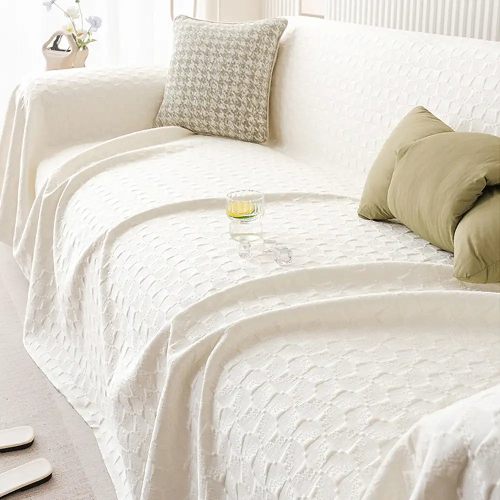 Textured Cooling Sofa Cover | Ice Silk Breathable Couch Throw