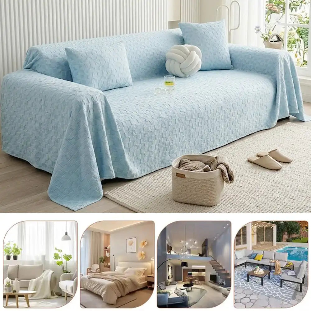 Textured Cooling Sofa Cover | Ice Silk Breathable Couch Throw