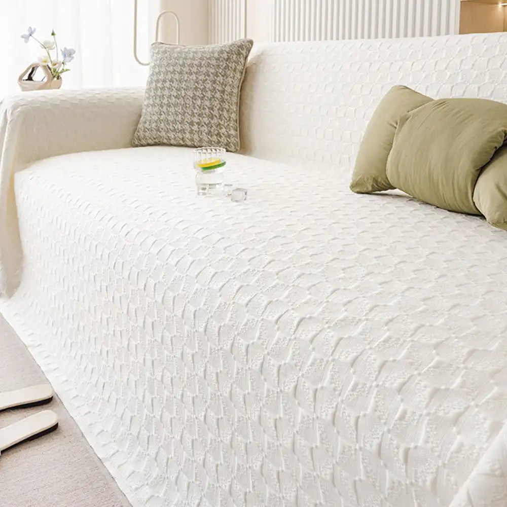Textured Cooling Sofa Cover | Ice Silk Breathable Couch Throw