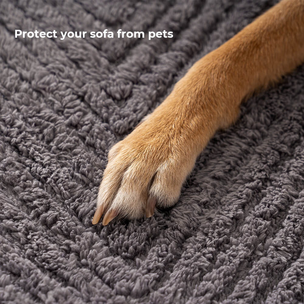 Thickened Plush Herringbone Sofa Cover | Non-Slip Pet-Proof Couch Protector | Machine Washable | Woofing Deals
