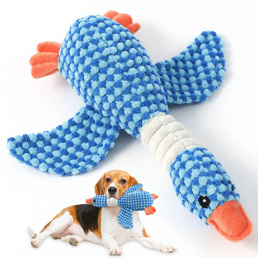 Tough Bird Dog Toy | Chew Resistant Plush | Squeaker | Supports Dental Health | Woofing Deals