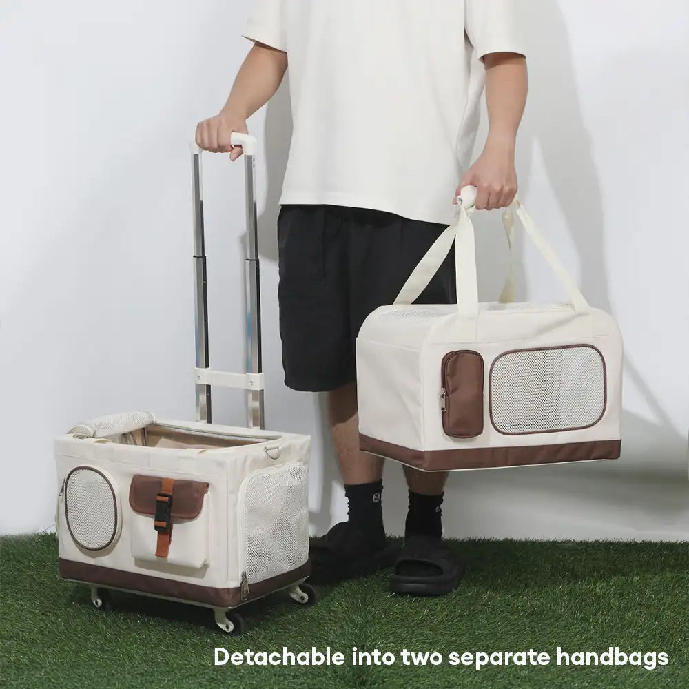 Double-Layer Cat Carrier | Foldable Rolling Trolley Bag | Oxford Cloth | Woofing Deals