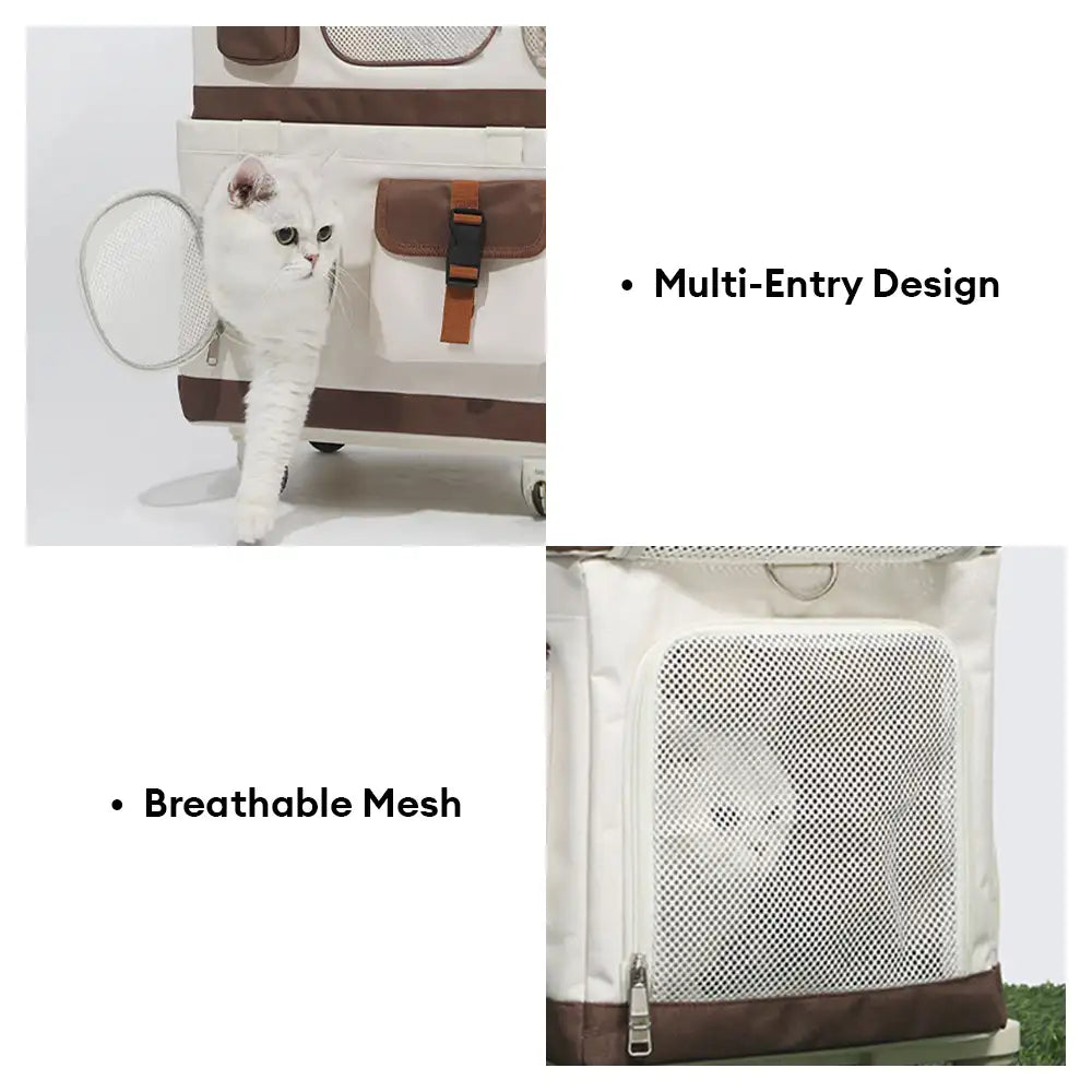 Double-Layer Cat Carrier | Foldable Rolling Trolley Bag | Oxford Cloth | Woofing Deals