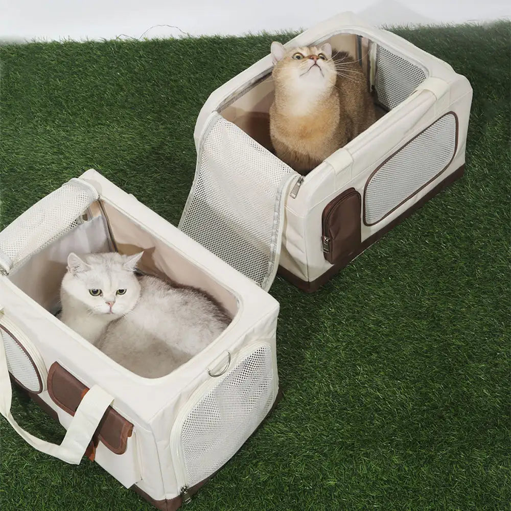 Double-Layer Cat Carrier | Foldable Rolling Trolley Bag | Oxford Cloth | Woofing Deals
