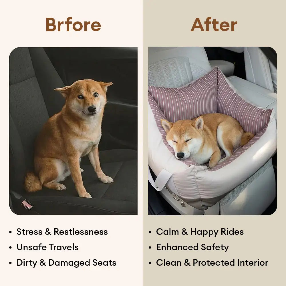 Dog Car Seat Bed | Water-Repellent Bolster Travel Seat | Non-Slip | Woofing Deals