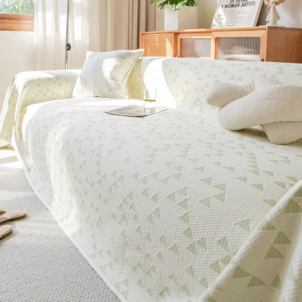 Cooling Ice Silk Sofa Cover | Breathable Pet-Friendly Throw Blanket | Triangle Pattern