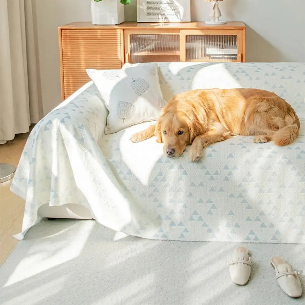 Cooling Ice Silk Sofa Cover | Breathable Pet-Friendly Throw Blanket | Triangle Pattern