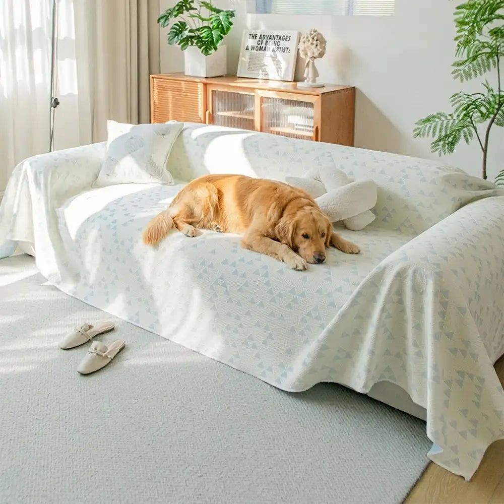 Cooling Ice Silk Sofa Cover | Breathable Pet-Friendly Throw Blanket | Triangle Pattern