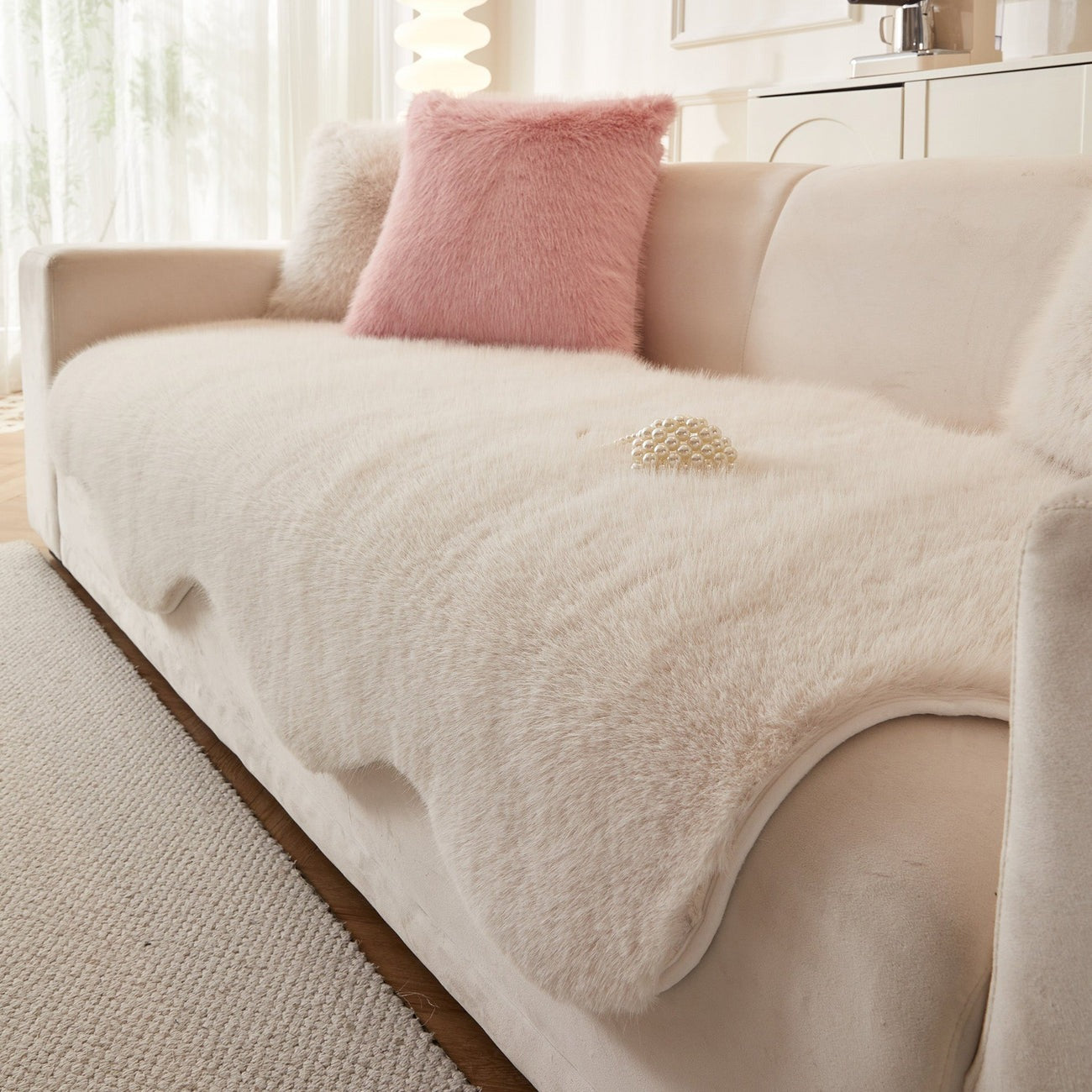 Scandinavian Plush Sofa Cover | Soft Washable Couch Protector | Woofing Deals