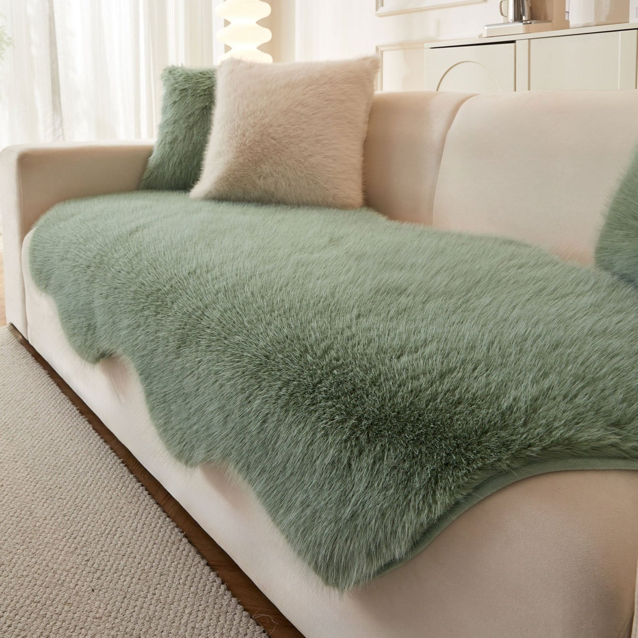 Scandinavian Plush Sofa Cover | Soft Washable Couch Protector | Woofing Deals
